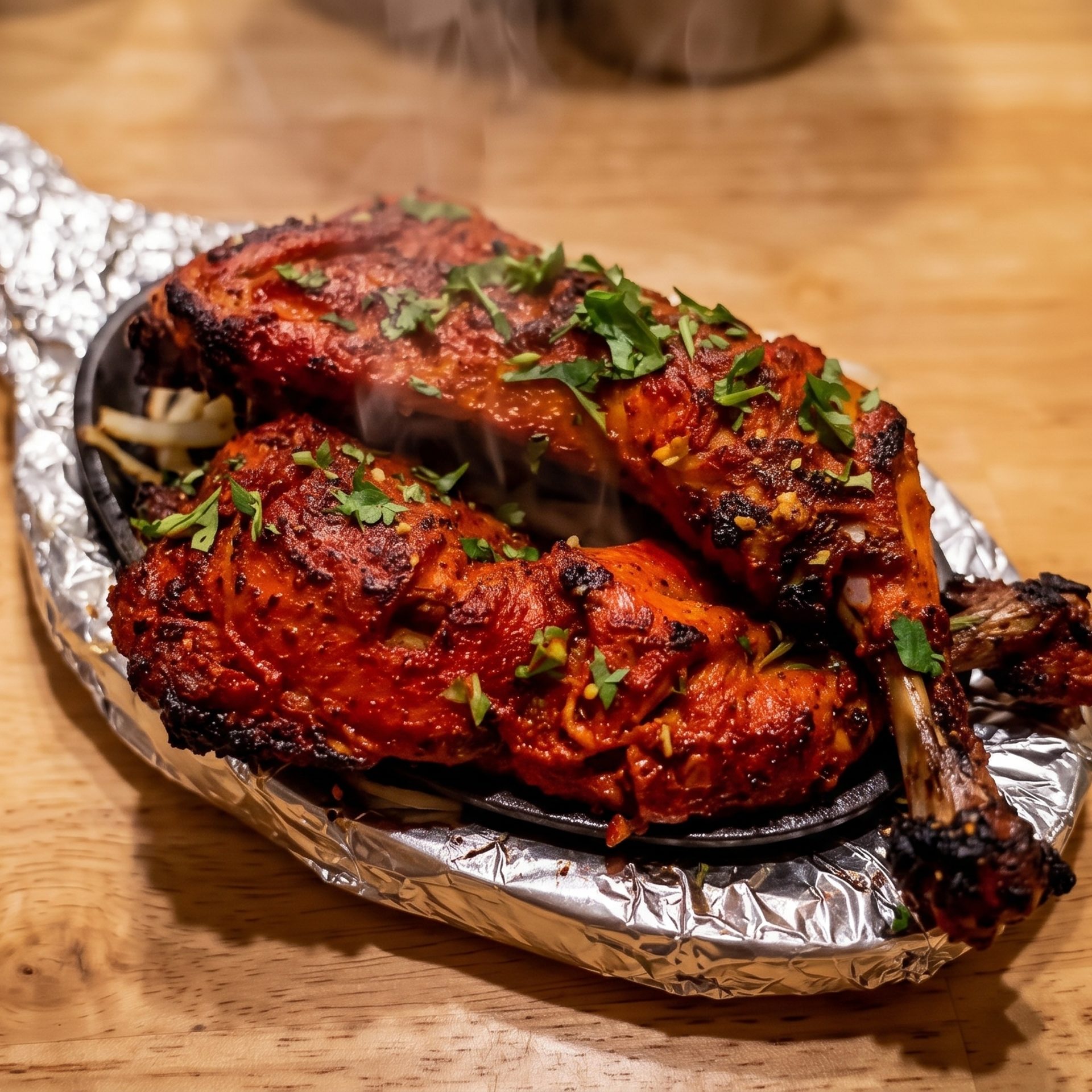 It arrives at the table still sizzling