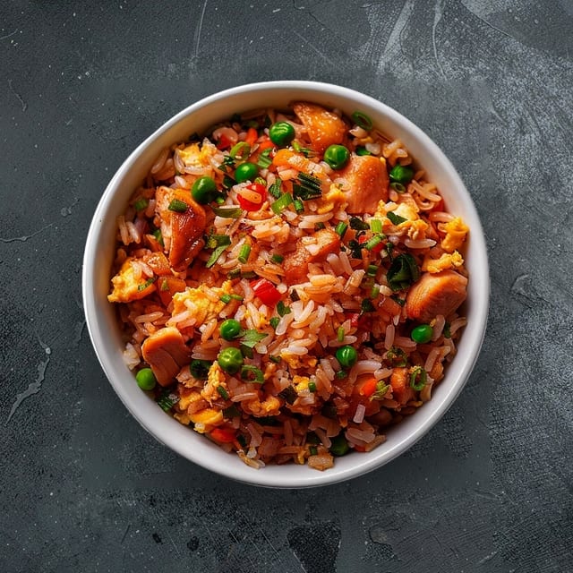 Schezwan Chicken Fried Rice.